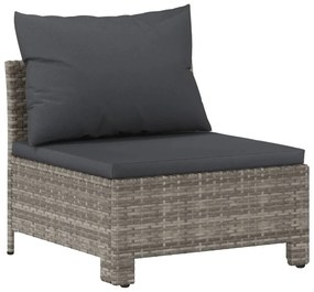 Set Divani da Giardino 5 pz con Cuscini in Polyrattan Grigio