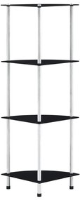 Scaffale A 4 Livelli Nero 30x30x100 Cm İn Vetro Temperato /