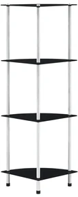 Scaffale A 4 Livelli Nero 30x30x100 Cm İn Vetro Temperato /