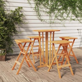 Set Da Bar Pieghevole 5 Pz İn Legno Massello Di Teak /