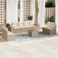 Set Divano da Giardino 9 pz con Cuscini Beige in Polyrattan 3257738