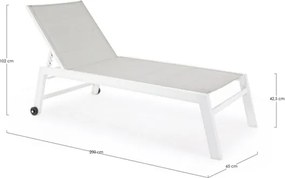 Lettino Prendisole Alto In Alluminio Con Ruote Hilde Bianco Cloud LD30