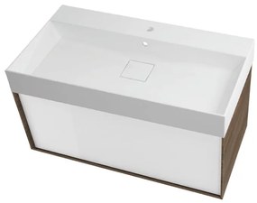 Mobile sottolavabo e lavabo Neo Frame per vasca centrale rovere noce L 90 x H 32 x P 48 cm