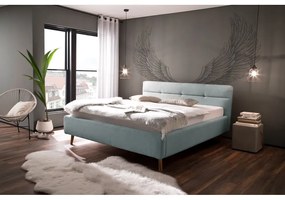 Letto matrimoniale imbottito azzurro con contenitore con rete inclusa 160x200 cm Lotte – Meise Möbel