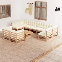 Set Divani da Giardino 10 pz Cuscini Miele in Massello di Pino 3077262