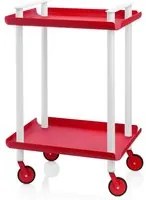 Carrello ausiliario LEKY, struttura grigia, 2 ripiani, colore rosso