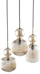 Lampadario a sospensione SOPHIA 3xE14/10W/230V nero/beige fumé