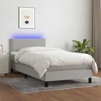 Letto a Molle Materasso e LED Grigio Chiaro 90x190 cm Tessuto 3133037