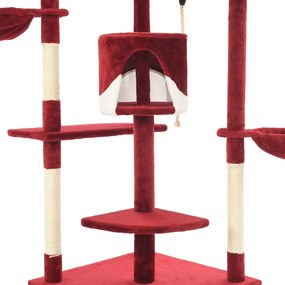 Albero per gatti e tiragraffi in sisal 203 cm rosso e bianco