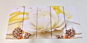 Quadri 5 pezzi – Rose lussuose con astrazione