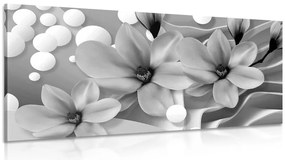 Quadro su tela – Magnolia in bianco e nero su sfondo astratto