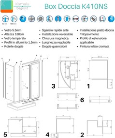 Box doccia 90x140x90 cristallo opaco apertura scorrevole K410NS - KAMALU