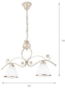 Lampadario a sospensione con catena RETRO 2xE27/60W/230V oro/patina