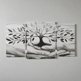 Quadro TRIS moderno su tela 65x146 cm telaio in legno tema Albero Della Vita