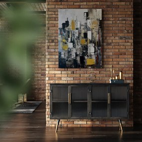 Quadro con elementi dipinti a mano 70x100 cm Cityscape – Styler