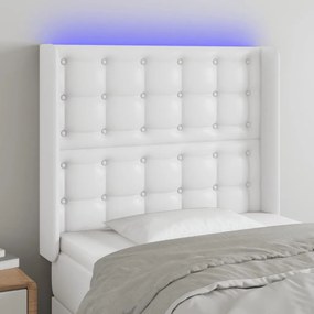 Testiera Ad Orecchio Bianco 83x16x118/128 Cm İn Similpelle /