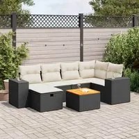 Set Divani da Giardino con Cuscini 7pz Nero Polyrattan 3325871