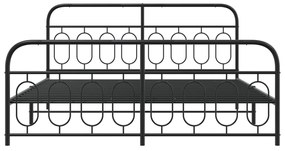 Giroletto con testiera e pediera metallo nero 183x213 cm