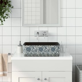 Lavabo Appoggio Nero E Blu Rettangolare 46x35,5x13 Cm Ceramica /