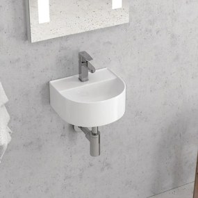 Kamalu - mini lavabo design semicircolare in ceramica bianca | litos-mk62