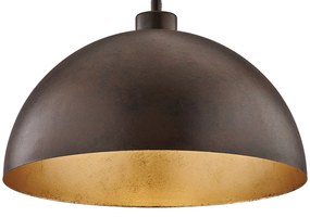 Sospensione Industrial 1 Luce Marcus In Ferro Laccato Ruggine E Oro Diam 35