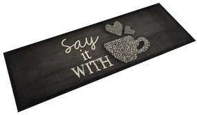 Tappeto Da Cucina Lavabile Nero Tazza 60x180 Cm İn Velluto /