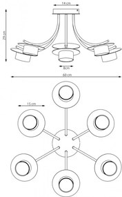 Lampadario a soffitto in acciaio ENSO 6 nero da interno 6xGX53 Colore del corpo Nero