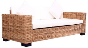 Set di Divani da Giardino con Cuscini 2 pz in Rattan Naturale