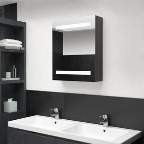 Armadietto Bagno Con Specchio E Led Antracite 50x14x60 Cm /