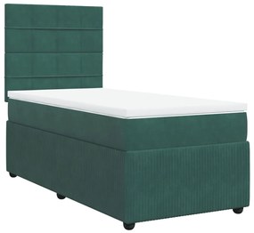 Giroletto a molle con materasso verde scuro 90x190 cm velluto