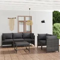 Set Divani da Giardino 6 pz con Cuscini in Polyrattan Grigio 3059759