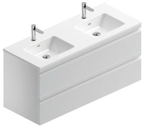 Mobile sottolavabo e lavabo Pull bianco opaco in mdf L 120 x H 56 x P 46 cm 2 cassetti