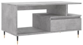 Tavolino salotto grigio cemento 90x49x45 cm legno multistrato