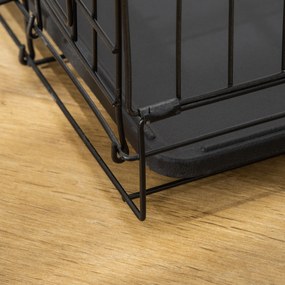 Gabbia Trasportino per Cani Gatti Pieghevole in Acciaio Doppia Apertura 76x53x57 cm Nero...