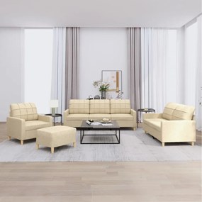 Set Di Divani 4 Pz Con Cuscini Crema İn Tessuto /