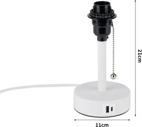 Brilagi - Lampada da tavolo con porta USB TABLON 1xE27/25W/230V bianca