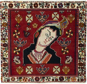 Shiraz Tappeto persiano 70 x 70 Rosso (Iran) Annodato A Mano