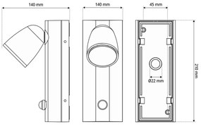 Applique da Esterno GU10 IP65 con Sensore Movimento AXIS - Grigia