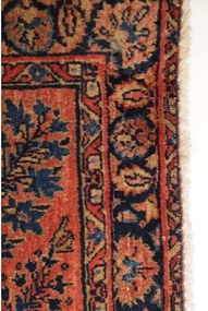 Antik Medaglione Floreale Rosso Ruggine Blu Scuro 92x200 Cm