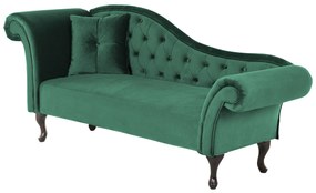 Chaise longue per lato sinistro in velluto verde scuro LATTES Beliani
