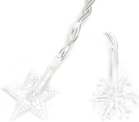 Aigostar - Catena luminosa natalizia LED per esterni 100xLED/8 funzioni 3xAA 10m IP44 bianco caldo stelle