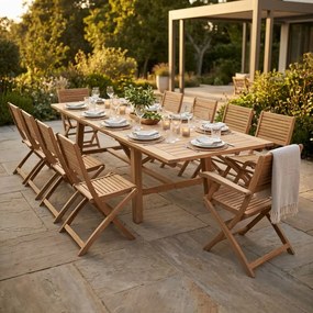 ORATOR - set tavolo in teak cm.220/300 x 100 x 77 h con 8 sedie e 2 poltrone Orator