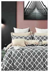 Biancheria da letto in cotone grigio-beige estesa per letto matrimoniale con lenzuolo 200x220 cm Geometric - Mila Home