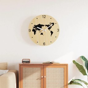 Orologio A Parete Giallo E Nero Ø30 Cm İn Legno Multistrato /