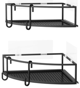 Mensole angolari nere autoportanti in acciaio per bagno 2 pezzi Cubiko - Umbra