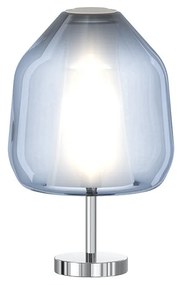 Lampada Contemporanea Double Skin Beta Metallo Cromo Vetro Blu 1 Luce E27