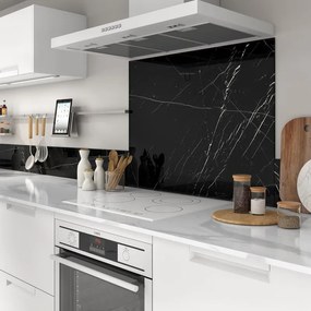 Pannello decorativo della cucina vetro Marmo nero L90 cm x H70 cm