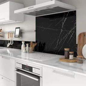 Pannello decorativo della cucina vetro Marmo nero L90 cm x H70 cm
