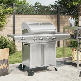 Griglia Barbecue A Gas Con 5 Bruciatori Argento İn Acciaio /