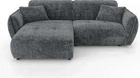 Divano angolare grigio scuro (con penisola a sinistra/con chaise lounge) con rivestimento in ciniglia Nelia – Ropez